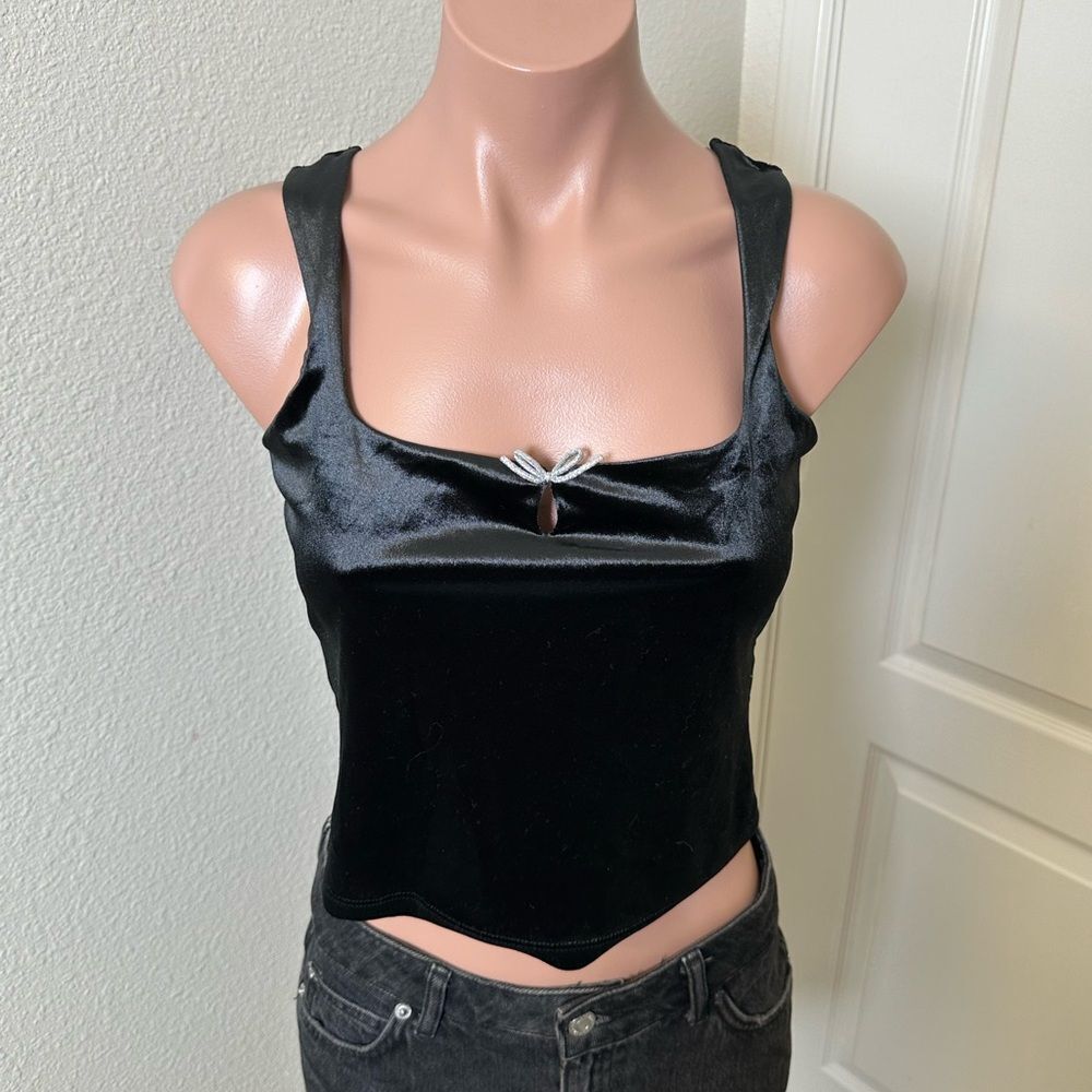 Wild Fable Elegant Black Velvet Tank Top Sz S